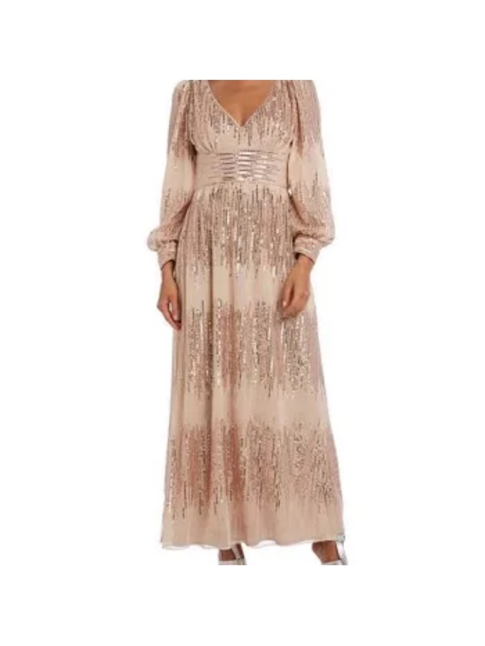 R&M Richards rose gold sequined gown NWT 8P